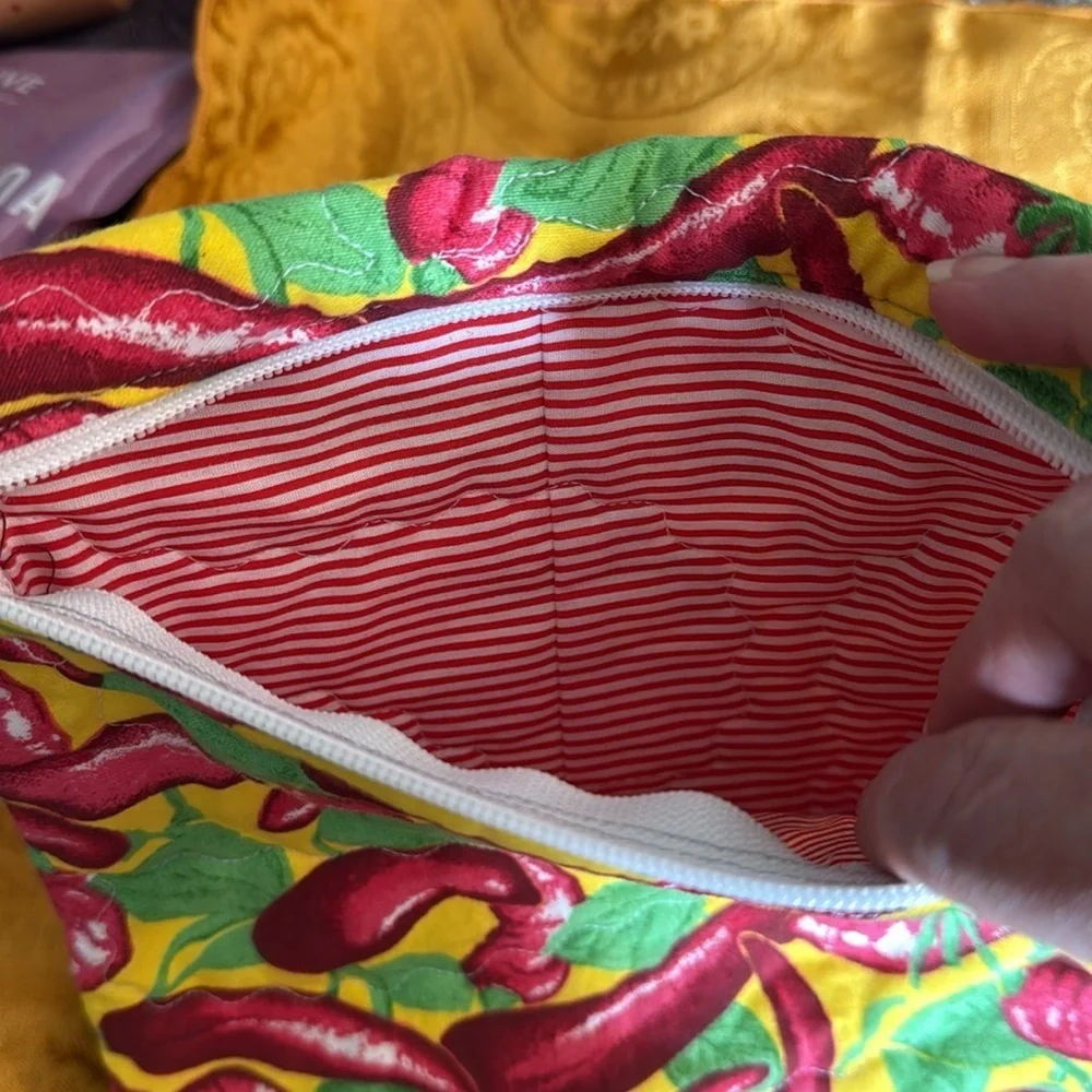 Set of 2 Handmade Quilted Chili Pepper Print Bags